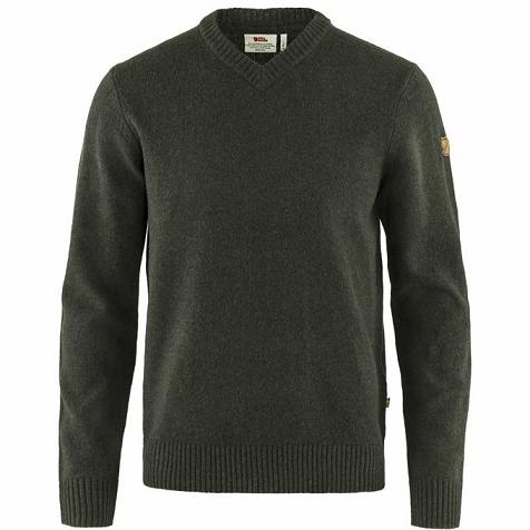 Fjallraven Men Övik Sweater Dark Olive PH40482 Philippines